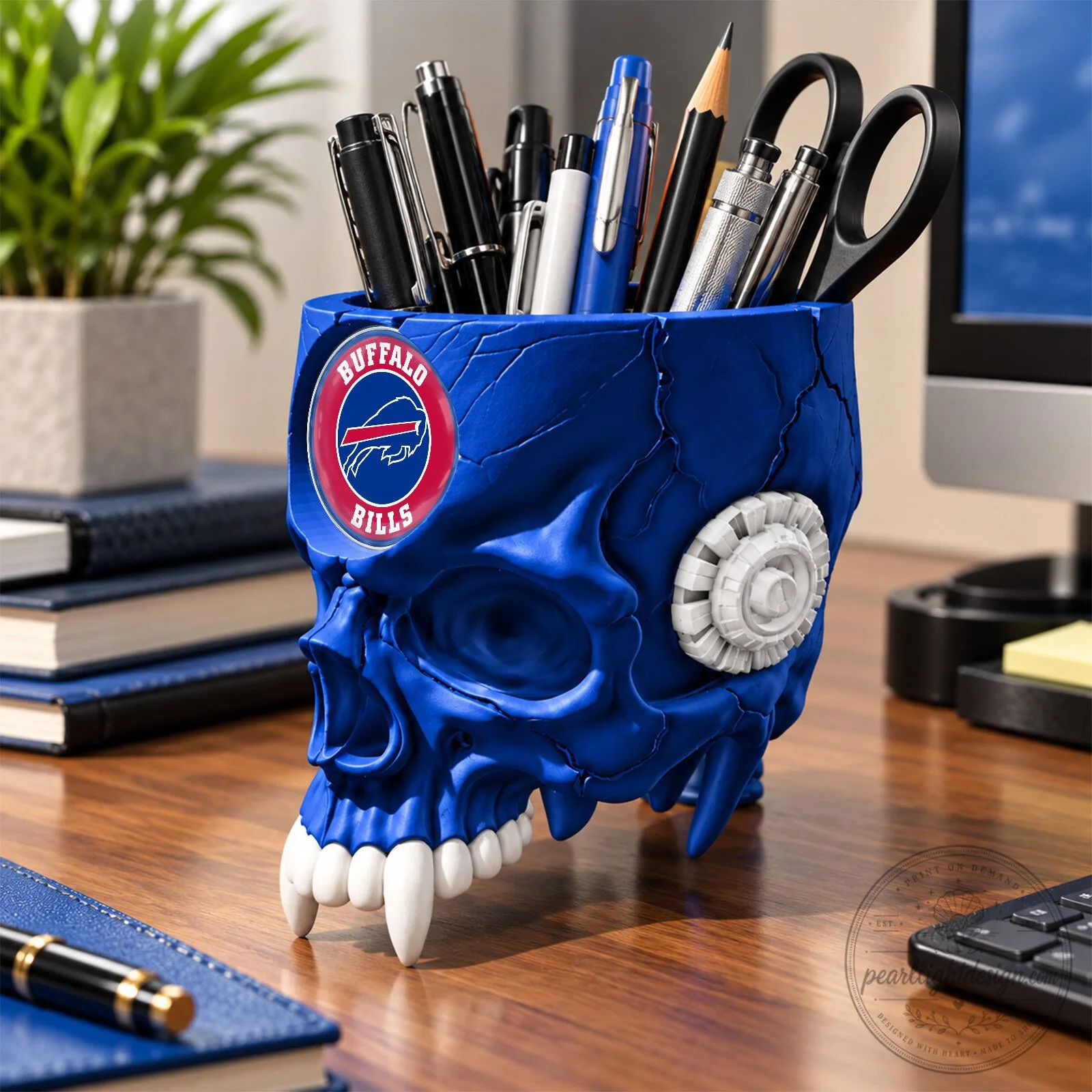 Buffalo Bills NFL Football Team Skull Pen Holder Desk Organizer 9 Buffalo Bills NFL Football Team Skull Pen Holder Desk Organizer