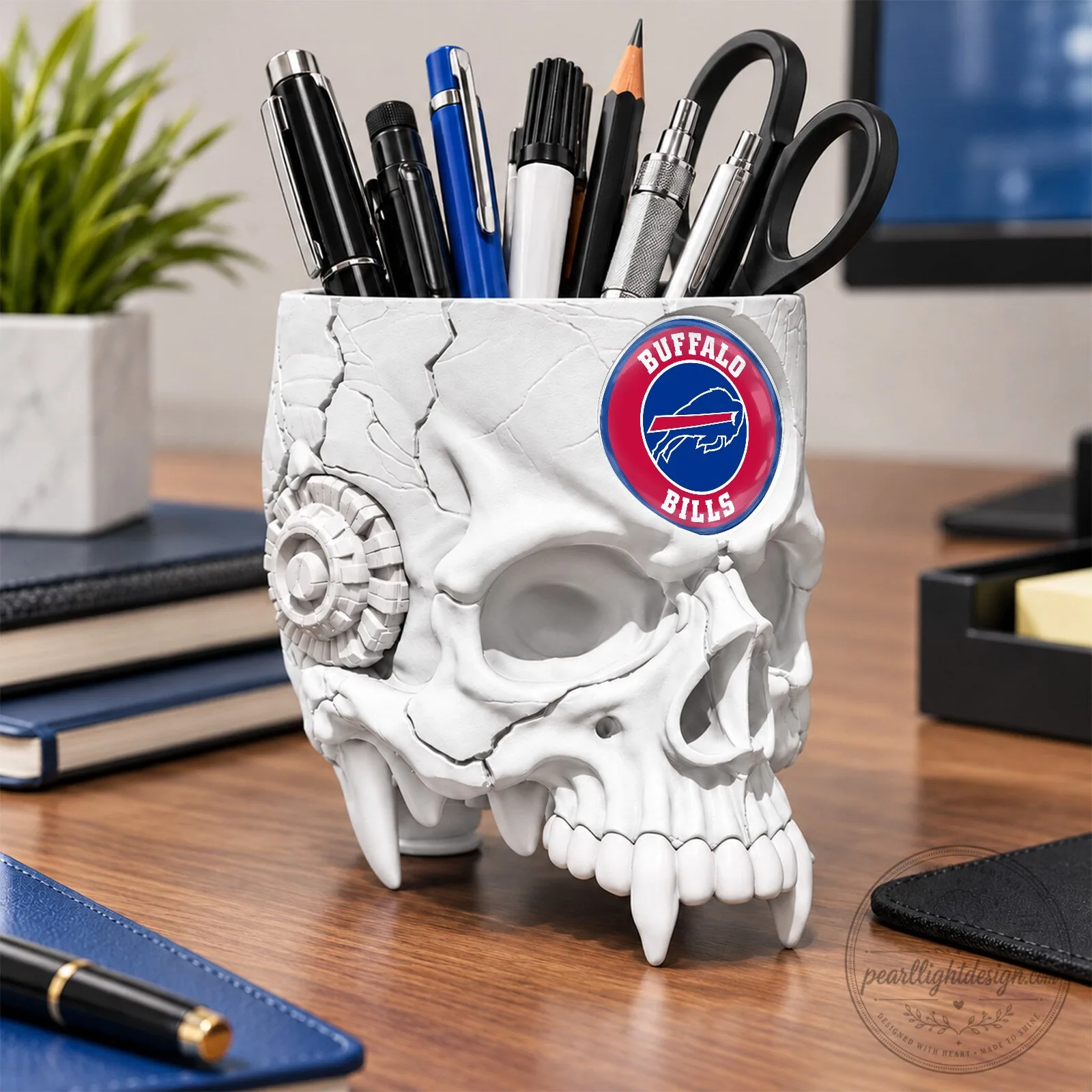 Buffalo Bills NFL Football Team Skull Pen Holder Desk Organizer 12 Buffalo Bills NFL Football Team Skull Pen Holder Desk Organizer