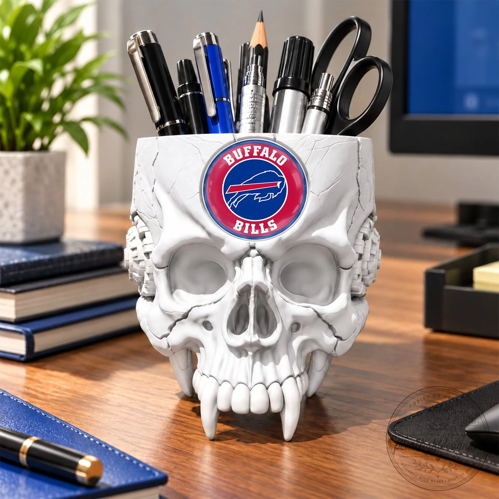 Buffalo Bills NFL Football Team Skull Pen Holder Desk Organizer 13 Buffalo Bills NFL Football Team Skull Pen Holder Desk Organizer