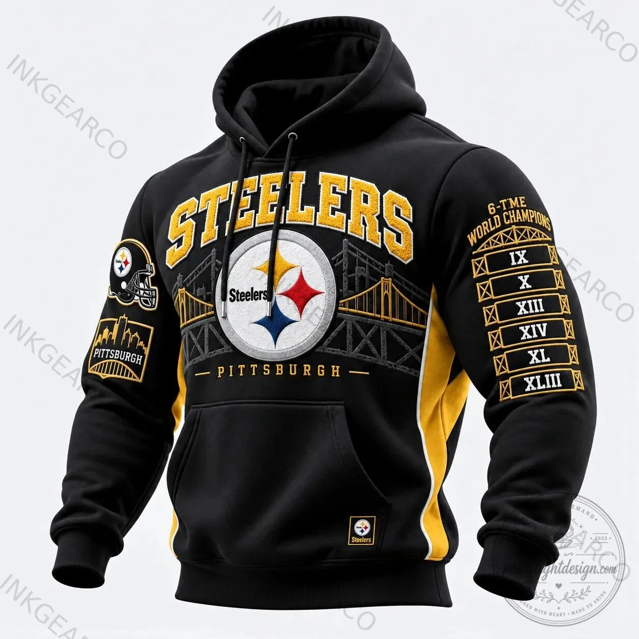 Pittsburgh Steelers Six-Time World Champions Football Team Hoodie 1 Pittsburgh Steelers Six-Time World Champions Football Team Hoodie