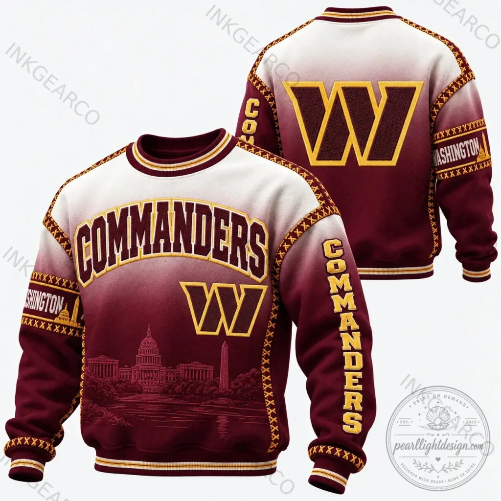 Crewneck Sweatshirt featuring the Washington Commanders Football Team Logo Crewneck Sweatshirt featuring the Washington Commanders Football Team Logo