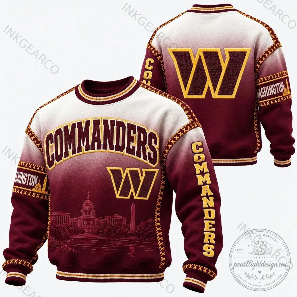 Crewneck Sweatshirt featuring the Washington Commanders Football Team Logo 1 Crewneck Sweatshirt featuring the Washington Commanders Football Team Logo