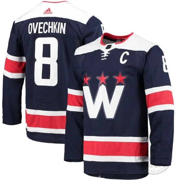 Washington Capitals Alexander Ovechkin Navy Blue and Red Hockey Jersey