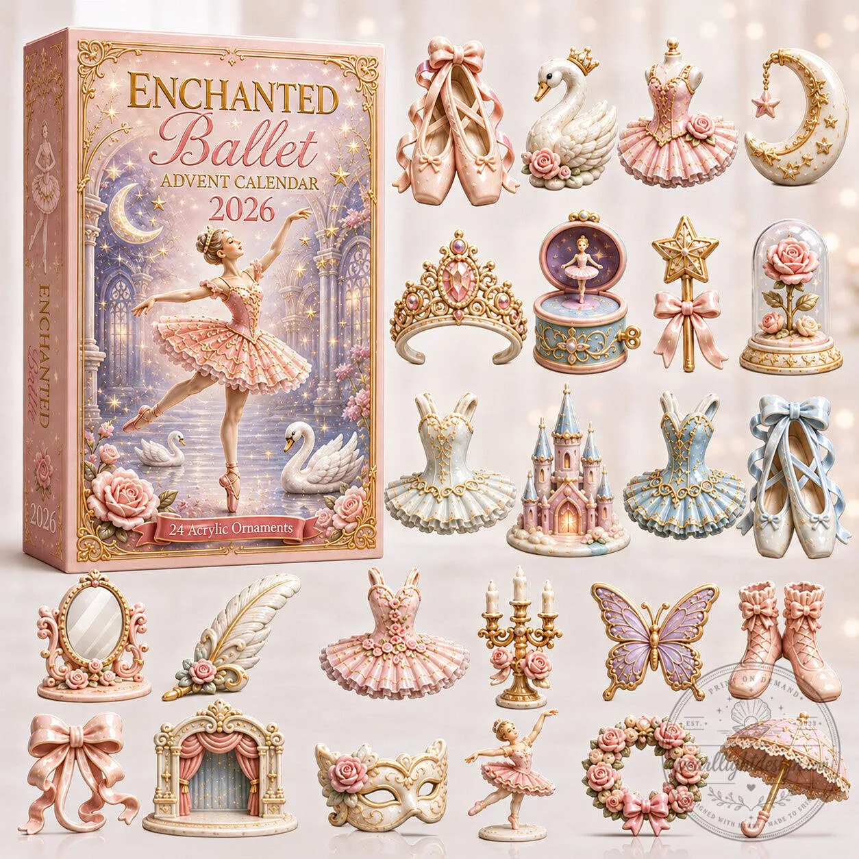 Enchanted Ballet 2026 Advent Calendar with 24 Acrylic Ornaments