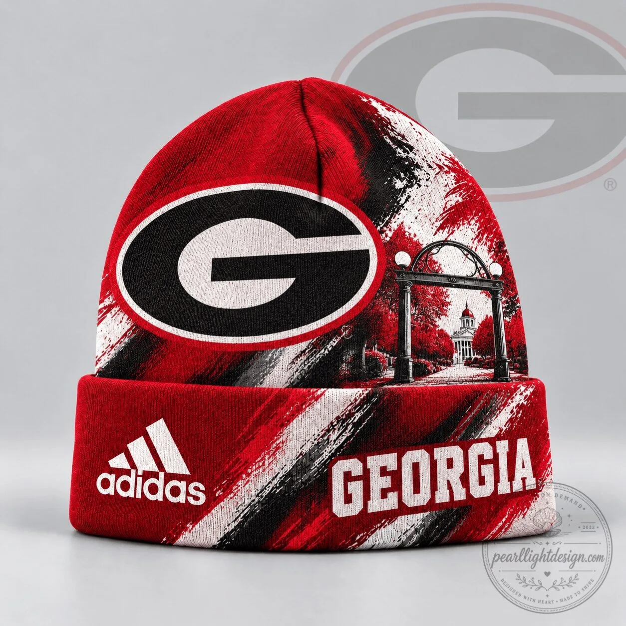 Georgia Bulldogs University of Georgia Arch Knit Cuffed Beanie Hat 2 Georgia Bulldogs University of Georgia Arch Knit Cuffed Beanie Hat