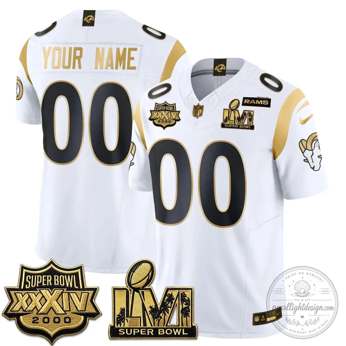 Los Angeles Rams Super Bowl LVI Champions Gold Vapor Custom Football Jersey