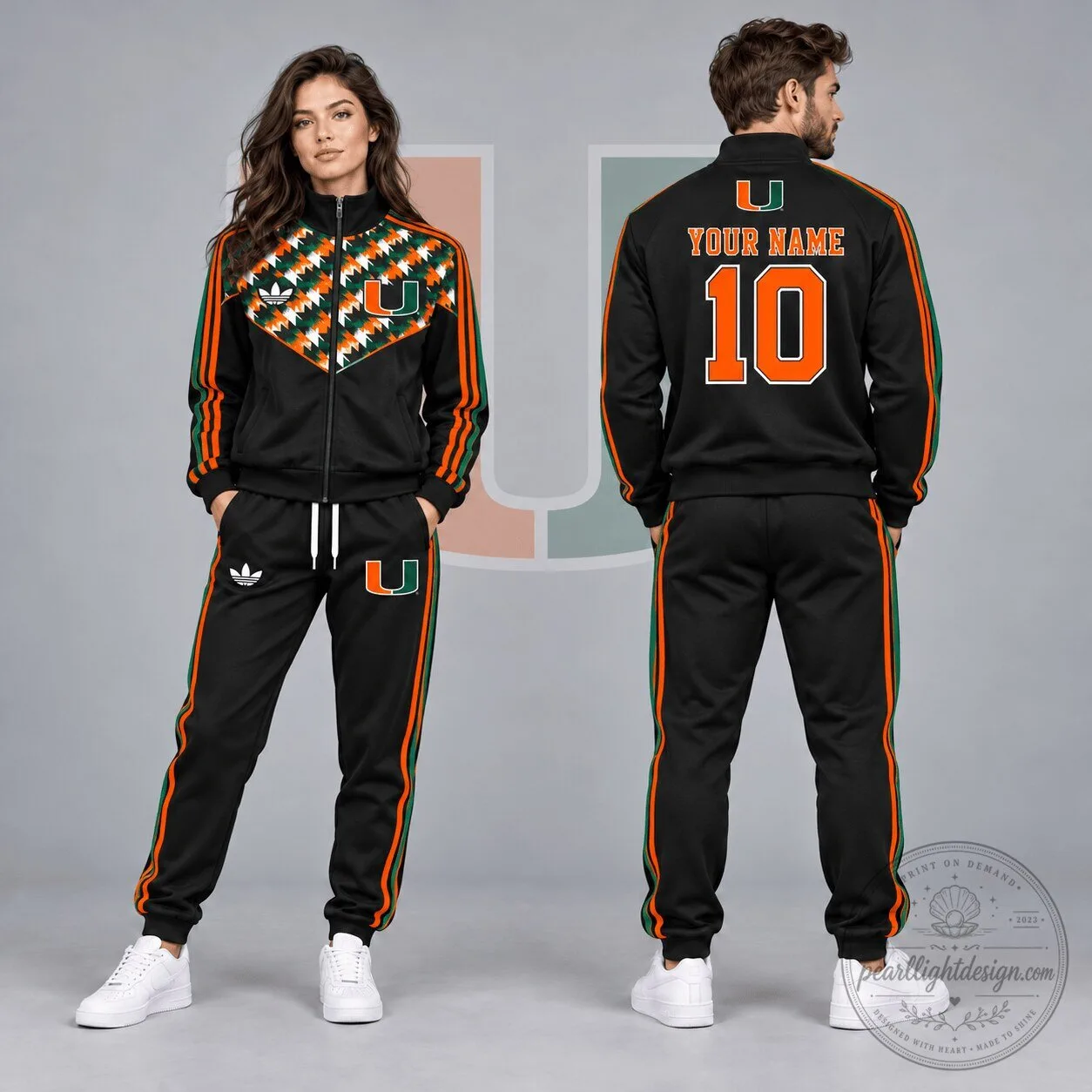 Miami Hurricanes Personalized Full-Zip Track Jacket and Jogger Pants Tracksuit Set