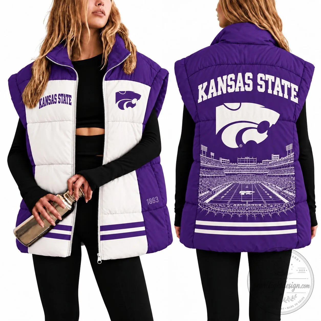 Kansas State Wildcats College Football Team Puffer Vest for Women