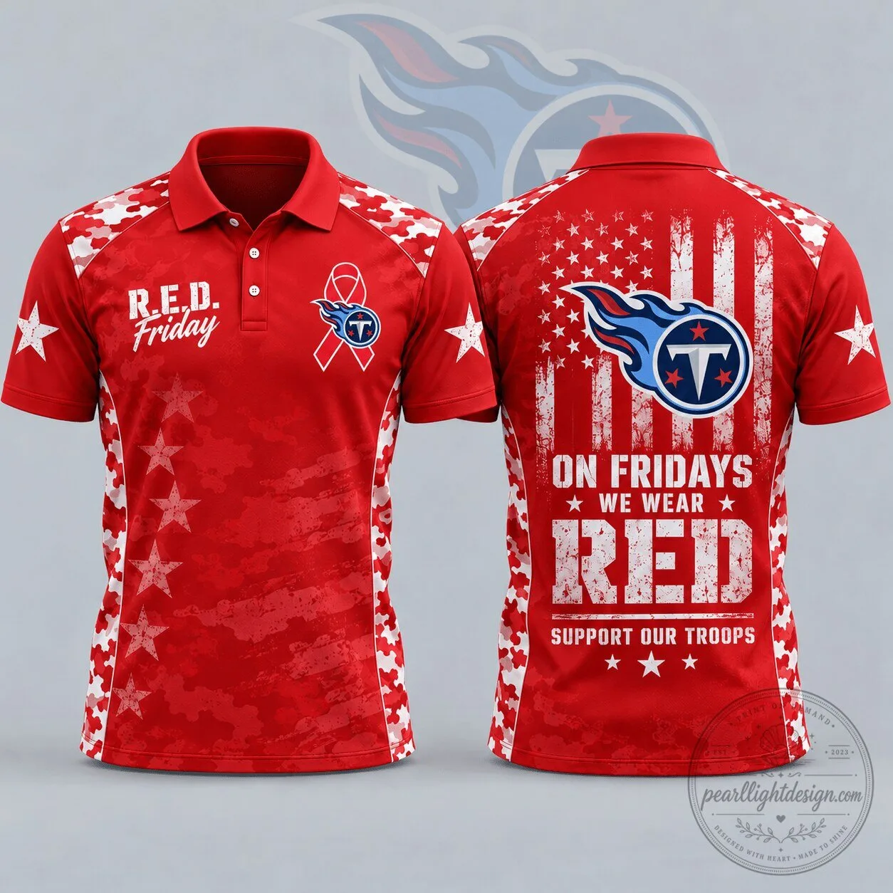 Tennessee Titans R.E.D. Friday Support Our Troops American Flag Polo Shirt