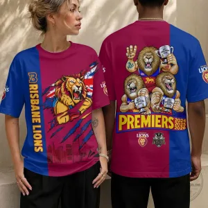 Brisbane Lions AFL Premiers 2026 Three-Peat Celebration Fan T-Shirt