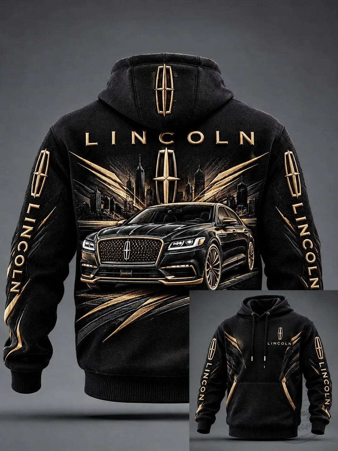 Lincoln Continental Black and Gold Car Design Men's Pullover Hoodie 1 Lincoln Continental Black and Gold Car Design Men's Pullover Hoodie