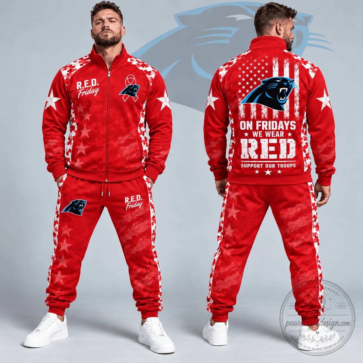 Carolina Panthers R.E.D. Friday Military Camouflage Stars and Stripes Jacket