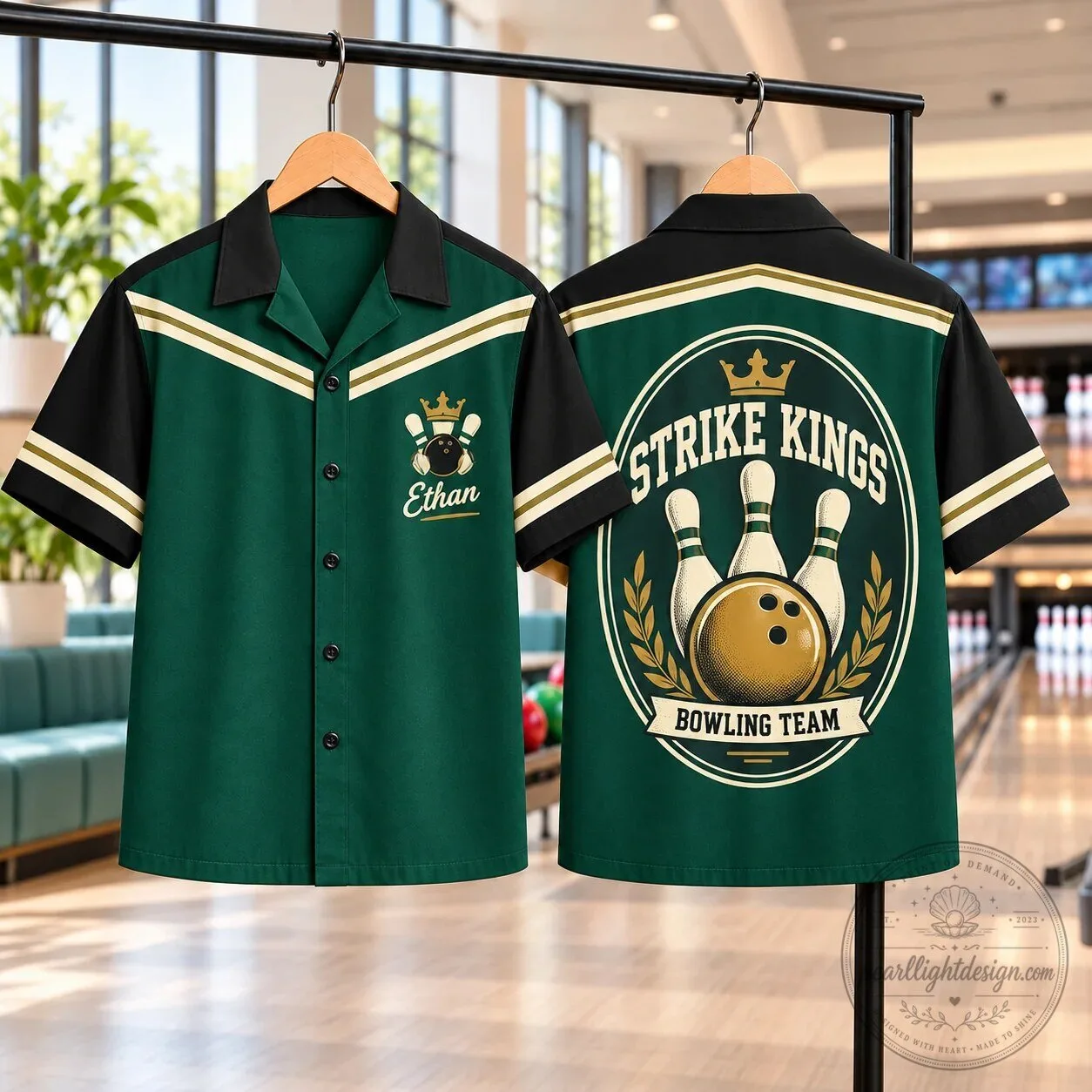 Personalized Bowling Team Retro Button-Up Shirt