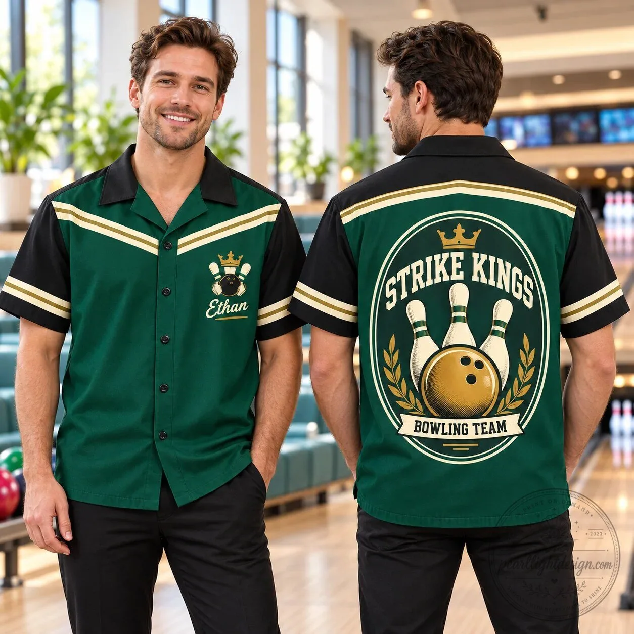 Personalized Bowling Team Retro Button-Up Shirt 10 Personalized Bowling Team Retro Button-Up Shirt
