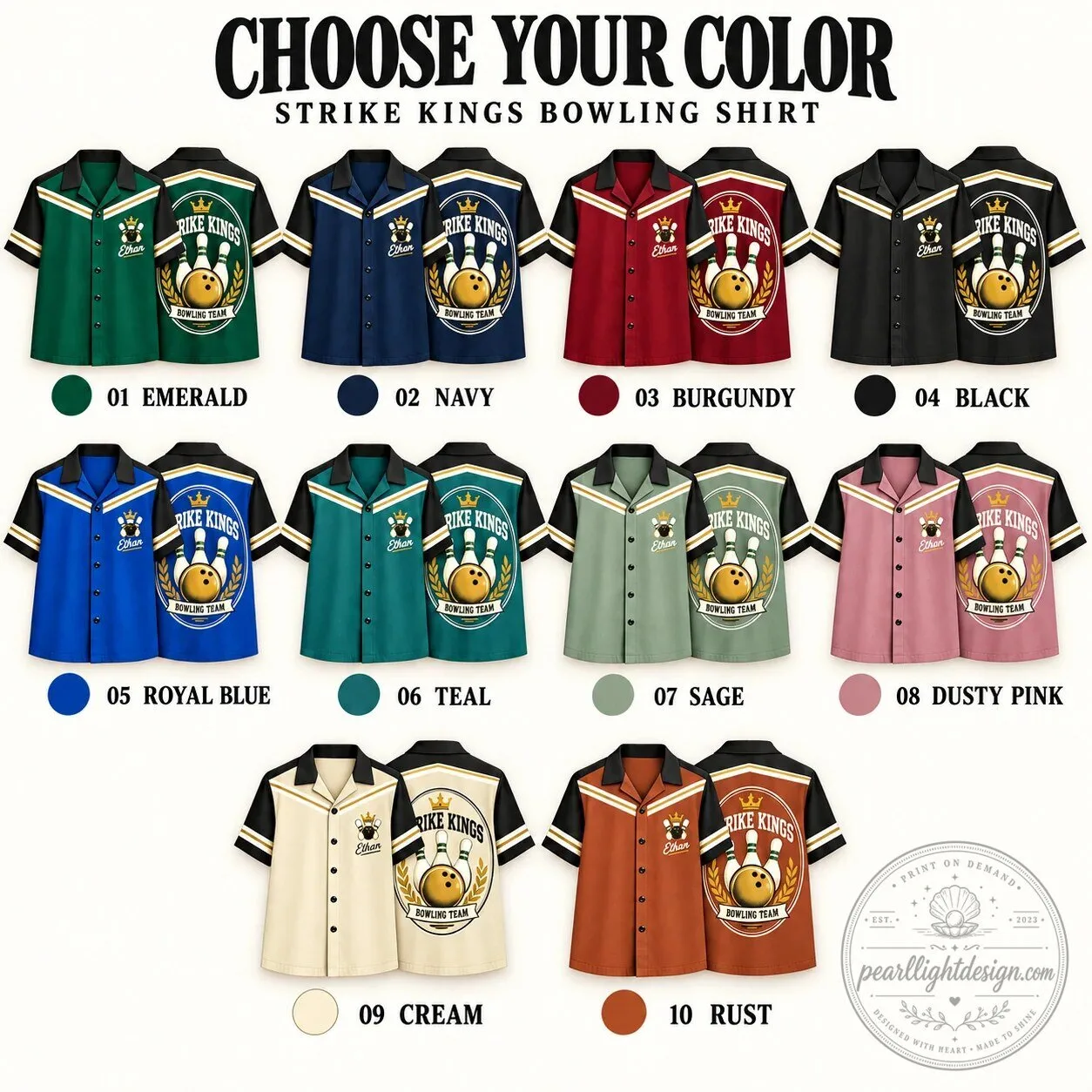 Personalized Bowling Team Retro Button-Up Shirt 12 Personalized Bowling Team Retro Button-Up Shirt