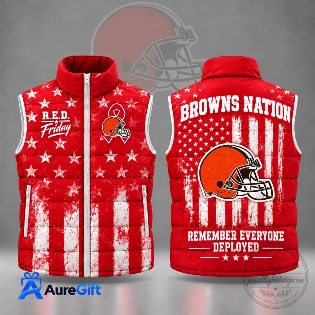 Cleveland Browns Remember Everyone Deployed R.E.D. Friday Stars and Stripes Vest 39 Cleveland Browns Remember Everyone Deployed R.E.D. Friday Stars and Stripes Vest