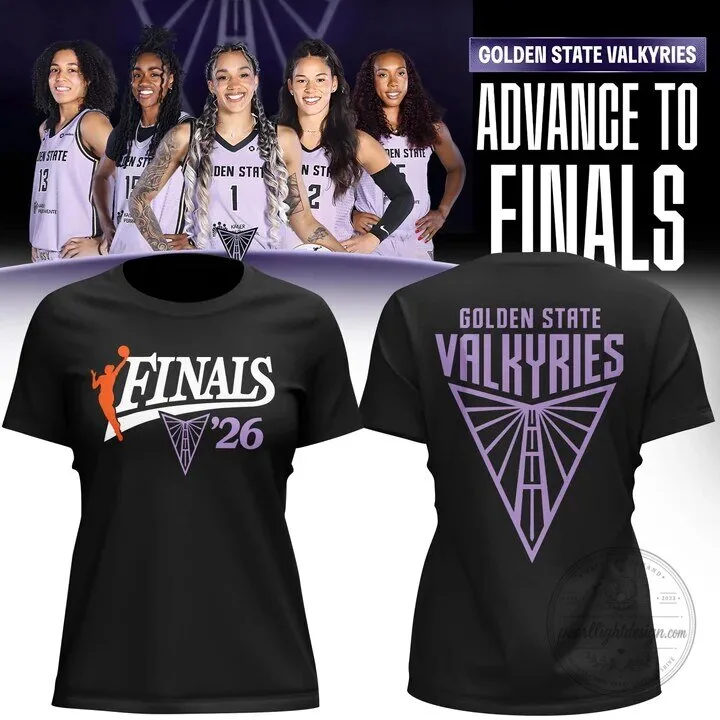 Black T-Shirt featuring the Golden State Valkyries for the 2026 WNBA Finals