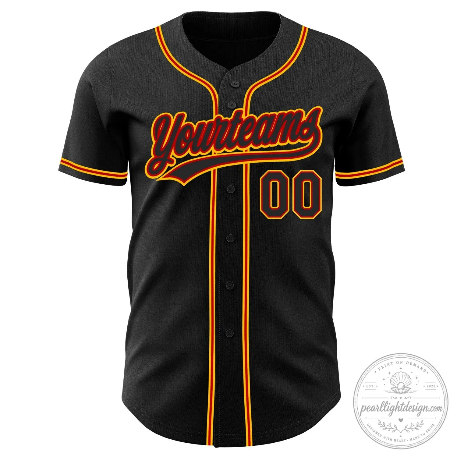Custom Black Red Gold Authentic Baseball Jersey with Personalized Name and Number 10 Custom Black Red Gold Authentic Baseball Jersey with Personalized Name and Number