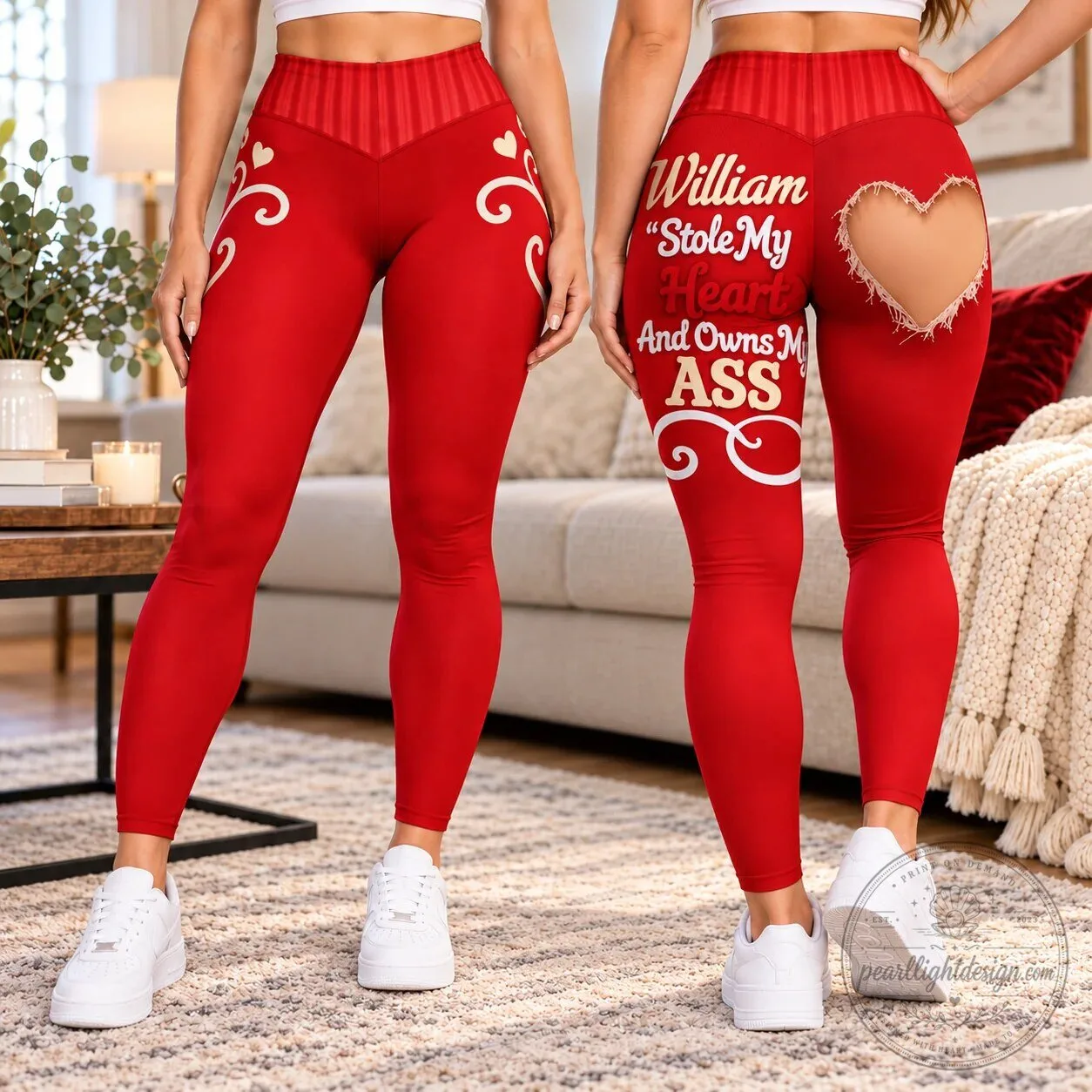 Personalized William Stole My Heart Valentine's Day Leggings for Women