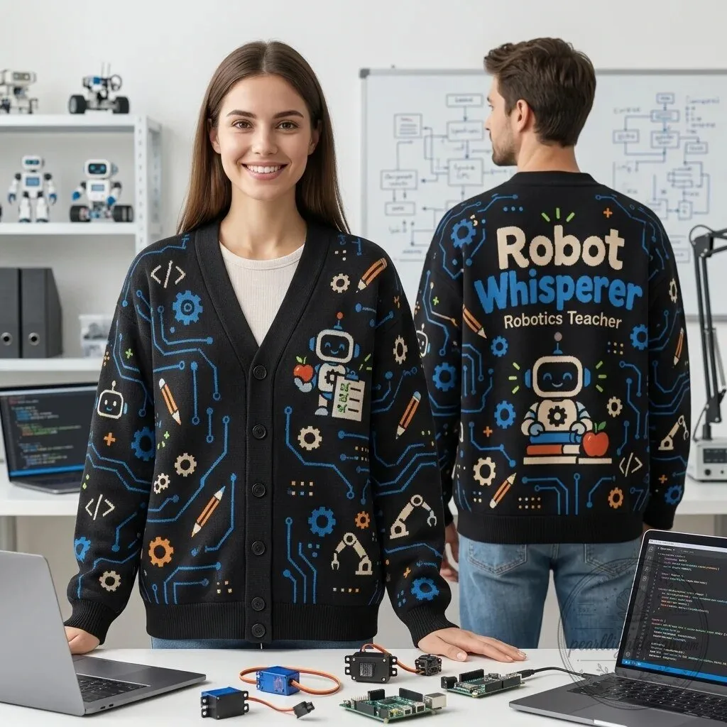 Robot Whisperer Robotics Teacher Cardigan Sweater for STEM Educators 5 Robot Whisperer Robotics Teacher Cardigan Sweater for STEM Educators