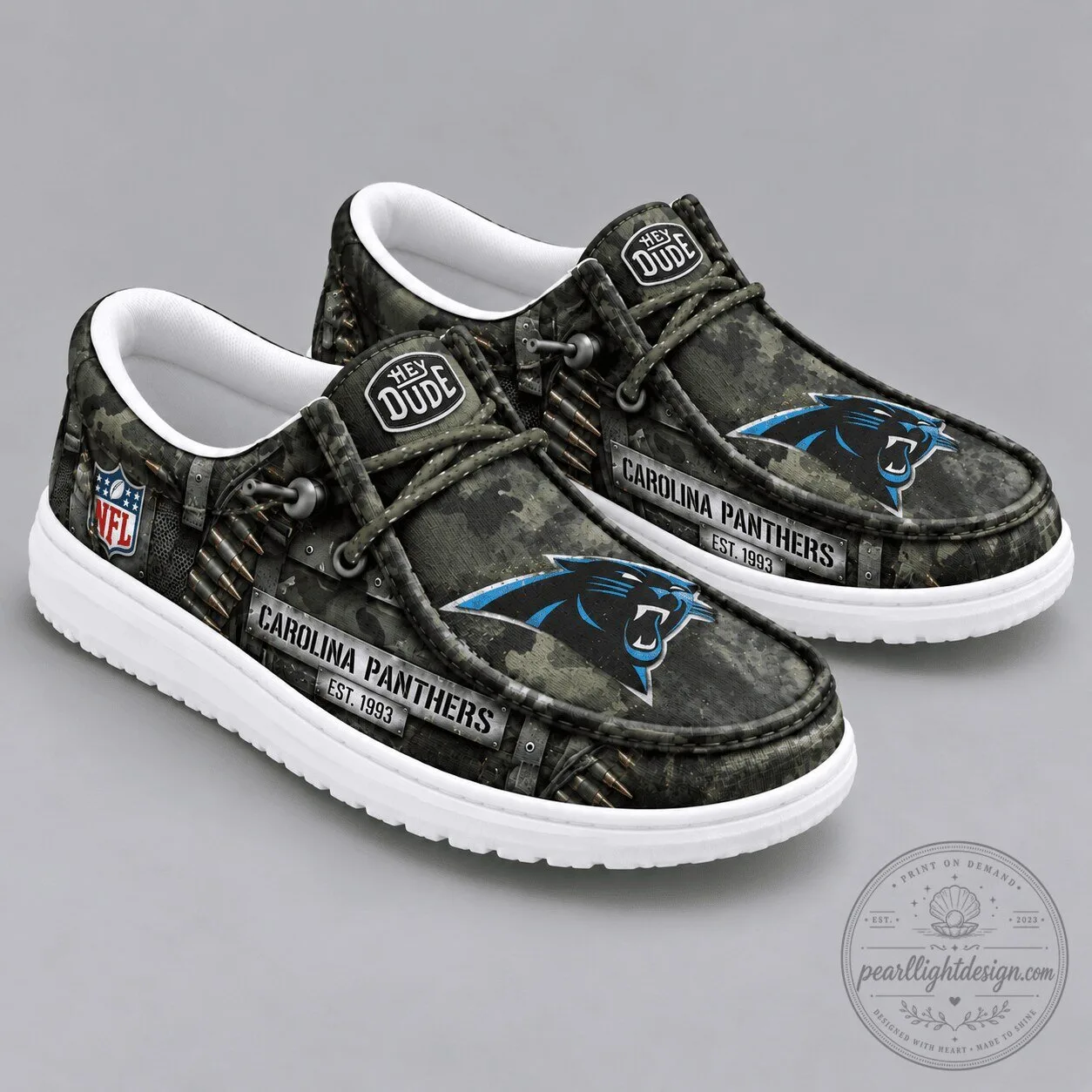 Carolina Panthers NFL Camouflage Army Loafer Shoes