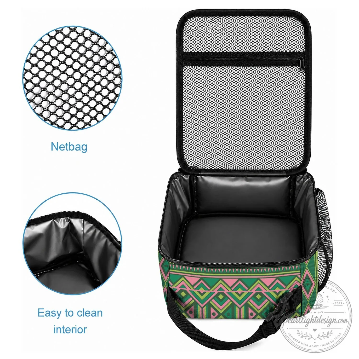Africa Tribal Traditional Pattern Insulated Lunch Bag with Green Motif 9 Africa Tribal Traditional Pattern Insulated Lunch Bag with Green Motif