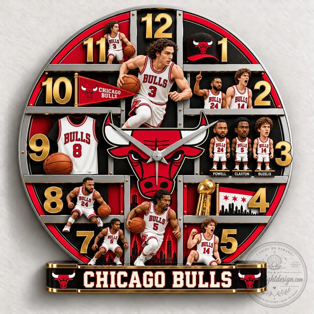 Chicago Bulls NBA Basketball Team Players Wall Clock Home Decor Chicago Bulls NBA Basketball Team Players Wall Clock Home Decor