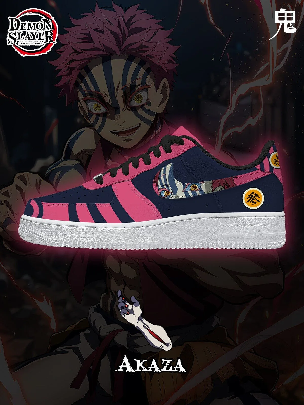 Demon Slayer Akaza Anime Character Custom Printed Unisex Sneakers