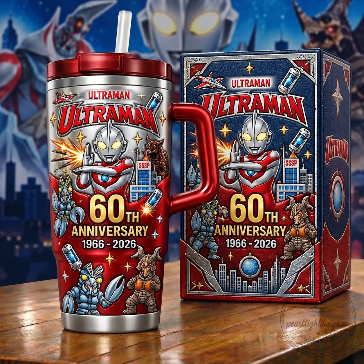 Stainless Steel Insulated Tumbler with Handle - Ultraman 60th Anniversary 1966-2026 2 Stainless Steel Insulated Tumbler with Handle - Ultraman 60th Anniversary 1966-2026