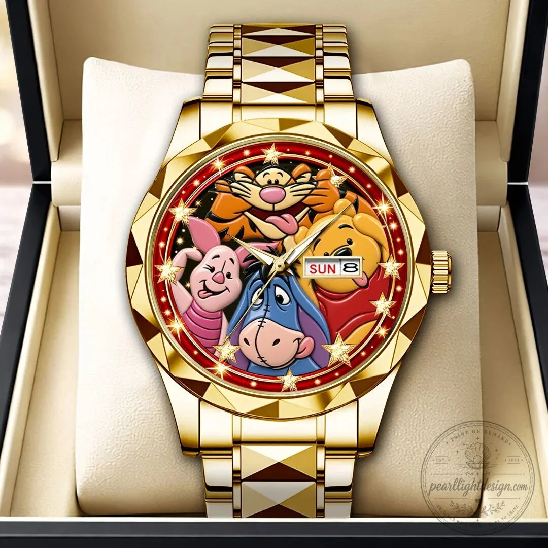 Winnie the Pooh and Friends Gold Tone Stainless Steel Quartz Watch