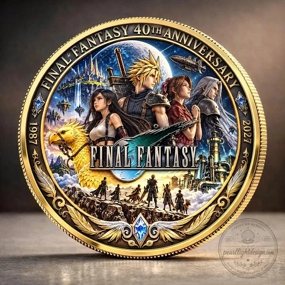 Final Fantasy 40th Anniversary Commemorative Gold Plated Collectible Coin