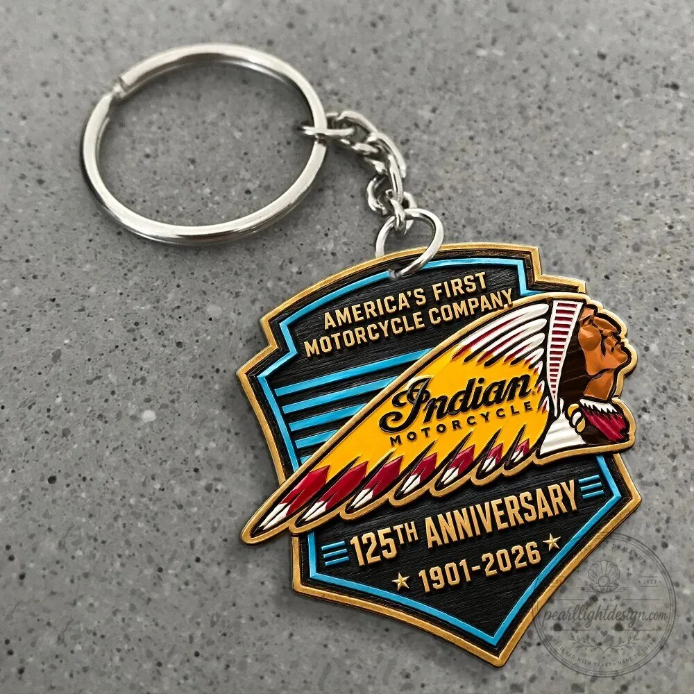 Indian Motorcycle 125th Anniversary America's First Motorcycle Company Keychain