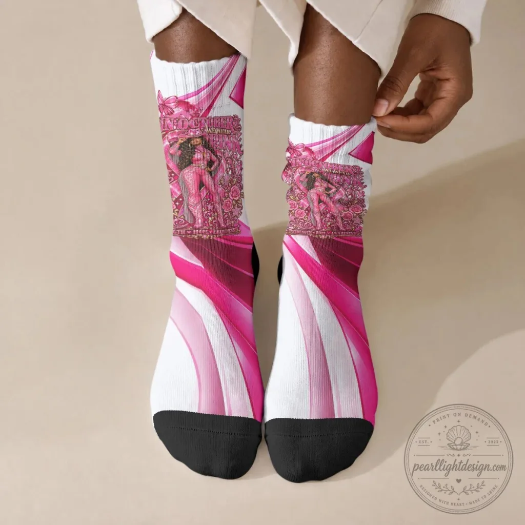 Western Wear Cowgirl Breast Cancer Awareness Pink Ribbon Crew Socks 54 Western Wear Cowgirl Breast Cancer Awareness Pink Ribbon Crew Socks