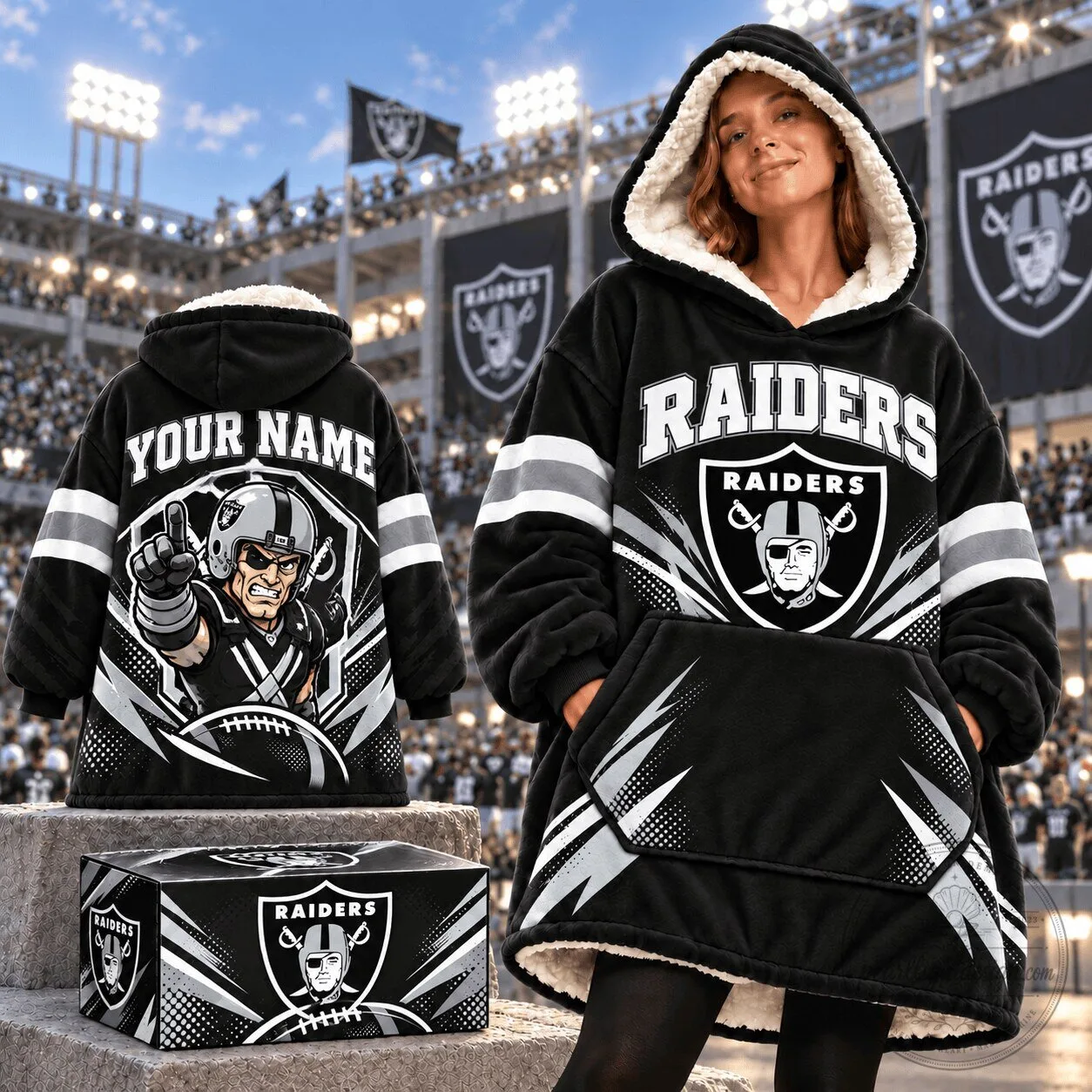 Las Vegas Raiders NFL Oversized Sherpa Wearable Blanket Hoodie