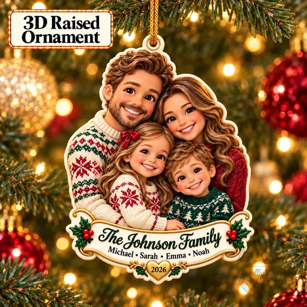 Personalized Family Portrait Christmas Tree Ornament Personalized Family Portrait Christmas Tree Ornament