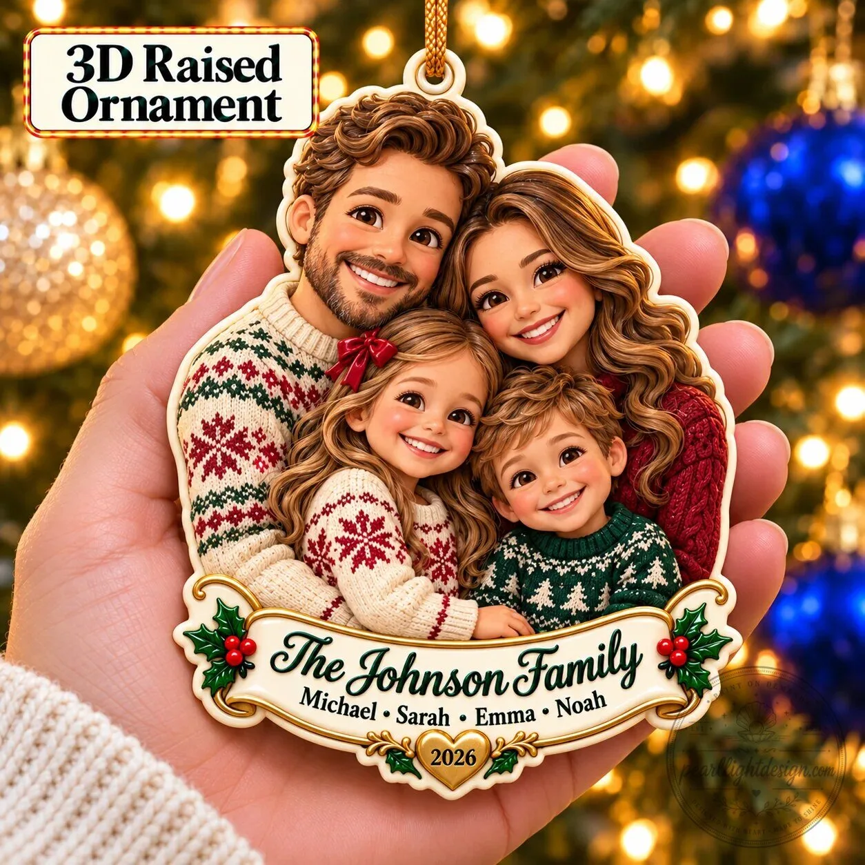 Personalized Family Portrait Christmas Tree Ornament 8 Personalized Family Portrait Christmas Tree Ornament