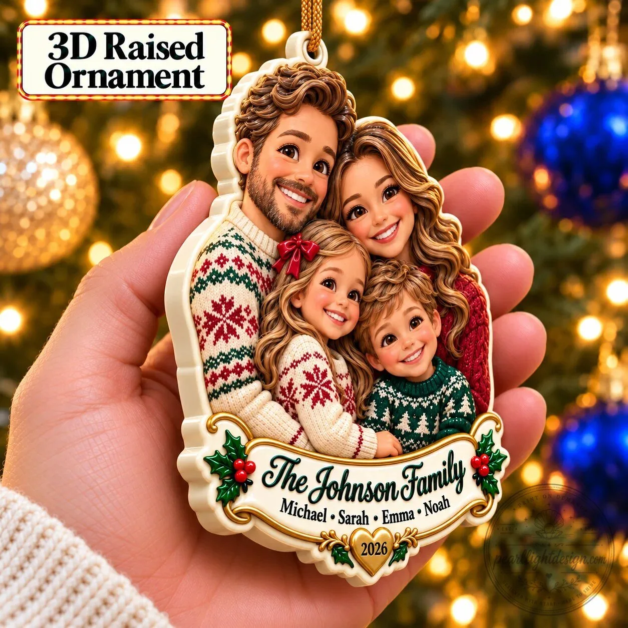 Personalized Family Portrait Christmas Tree Ornament 9 Personalized Family Portrait Christmas Tree Ornament