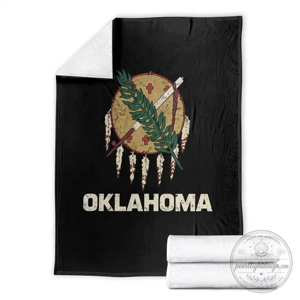 Oklahoma State Flag Native American Osage Shield Vintage Distressed Throw Blanket 31 Oklahoma State Flag Native American Osage Shield Vintage Distressed Throw Blanket