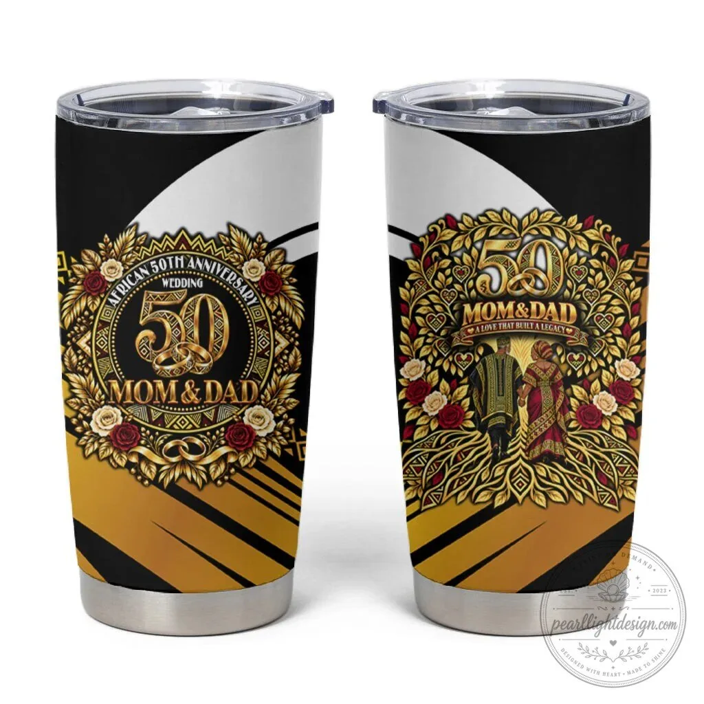 African 50th Wedding Anniversary Mom and Dad Gold Floral Tumbler 1 African 50th Wedding Anniversary Mom and Dad Gold Floral Tumbler