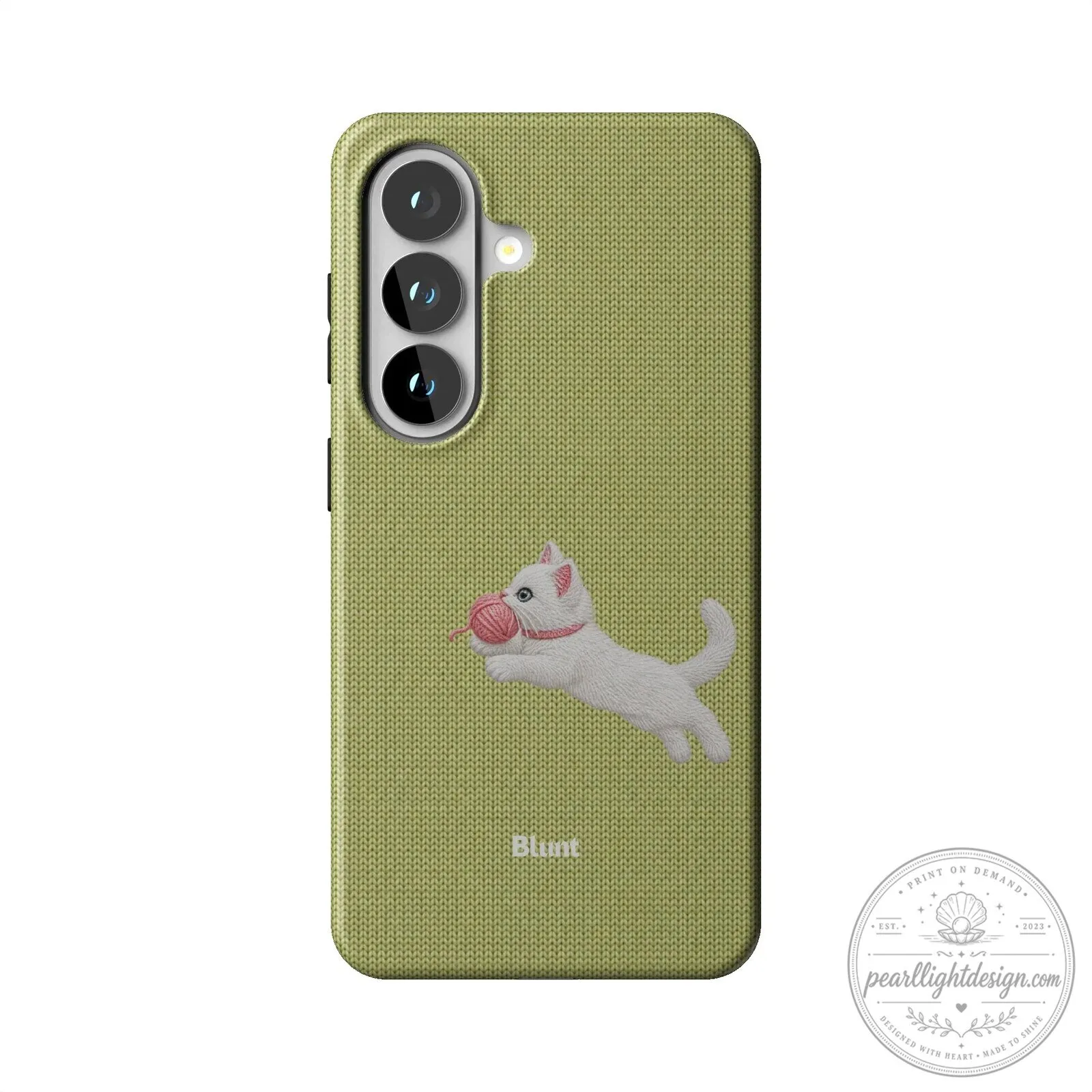 Pistachio Kitty Cat Playing with Yarn Ball Samsung Phone Case