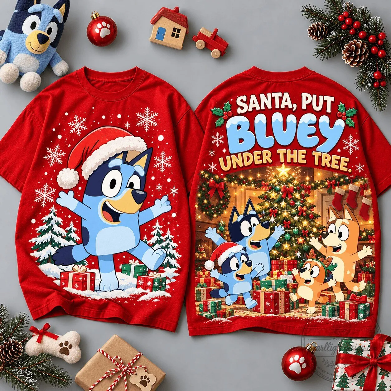Bluey Santa Put Bluey Under The Tree Christmas Holiday Family T-Shirt 1 Bluey Santa Put Bluey Under The Tree Christmas Holiday Family T-Shirt