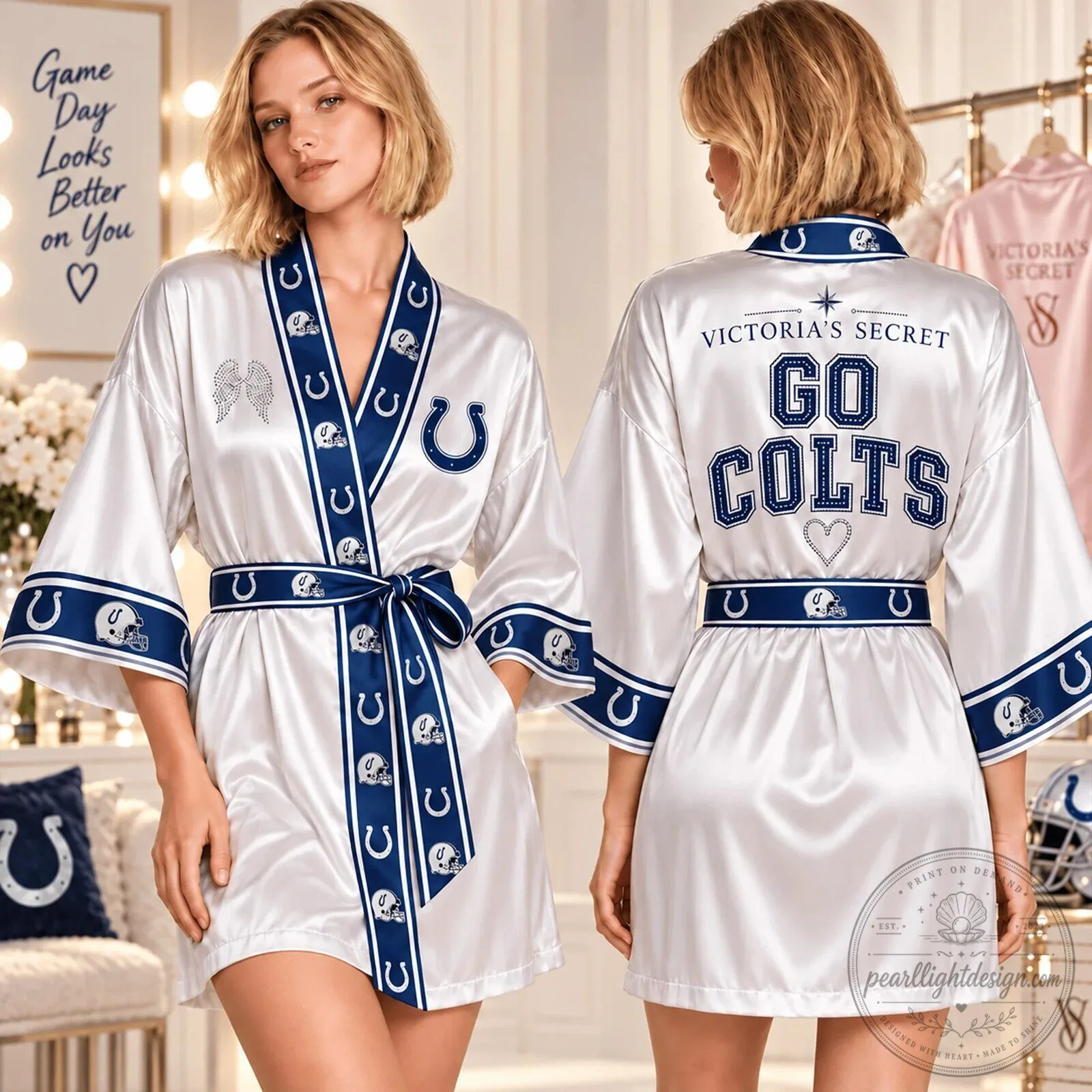 Indianapolis Colts Football Team Satin Robe for Women