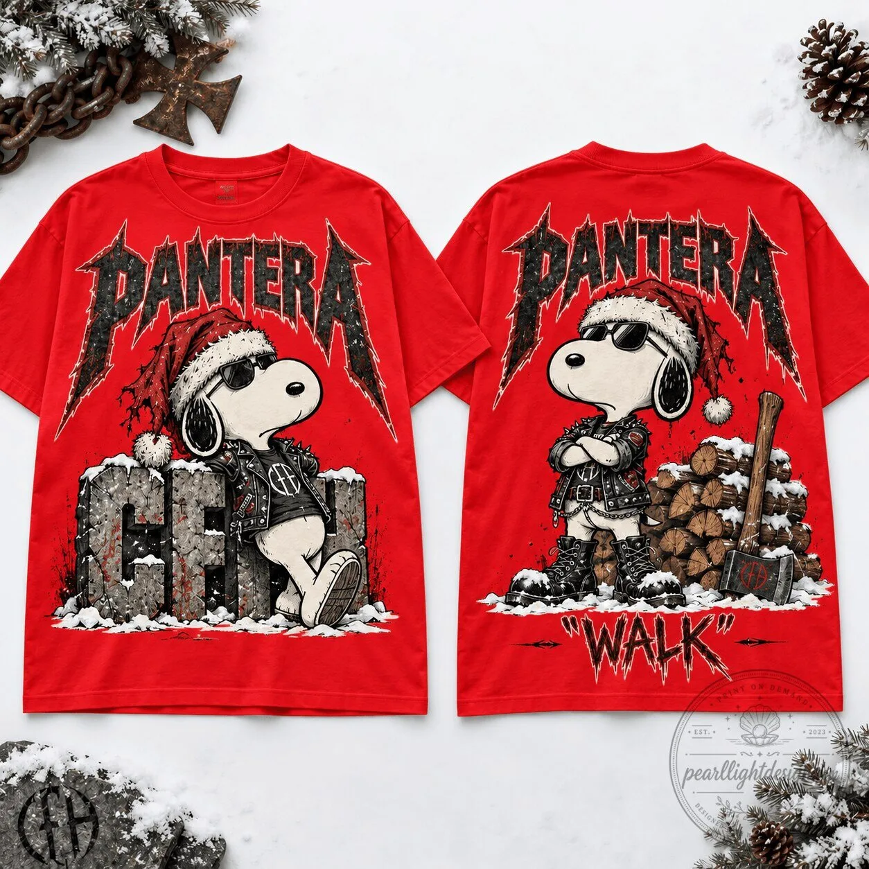 Pantera Snoopy Christmas Heavy Metal Band Fan Music Lover T-Shirt 7 Pantera Snoopy Christmas Heavy Metal Band Fan Music Lover T-Shirt