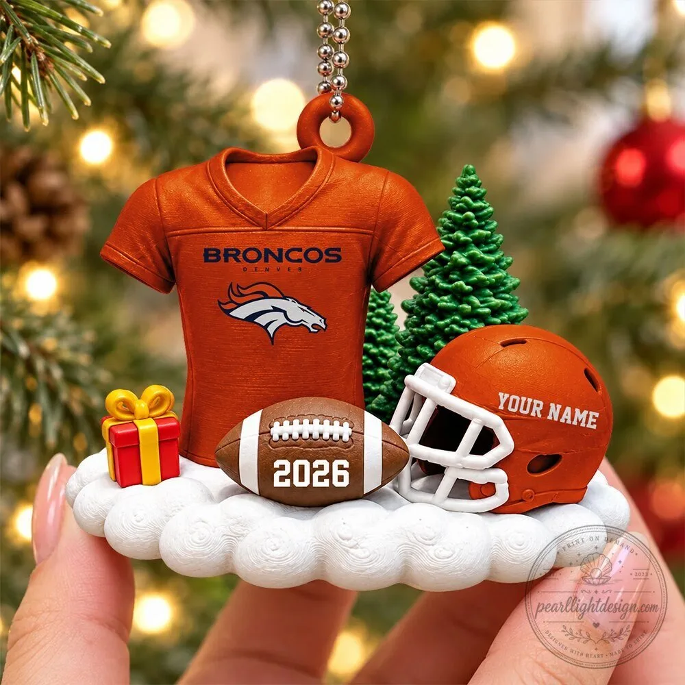 Denver Broncos Football Team Personalized Christmas Holiday Ornament