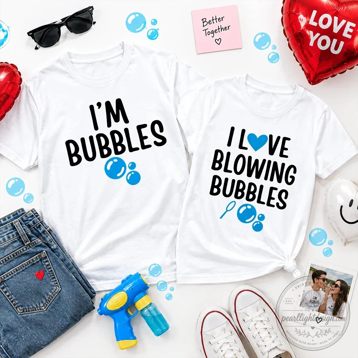 I'm Bubbles I Love Blowing Bubbles Matching Couple T-Shirt Set 11 I