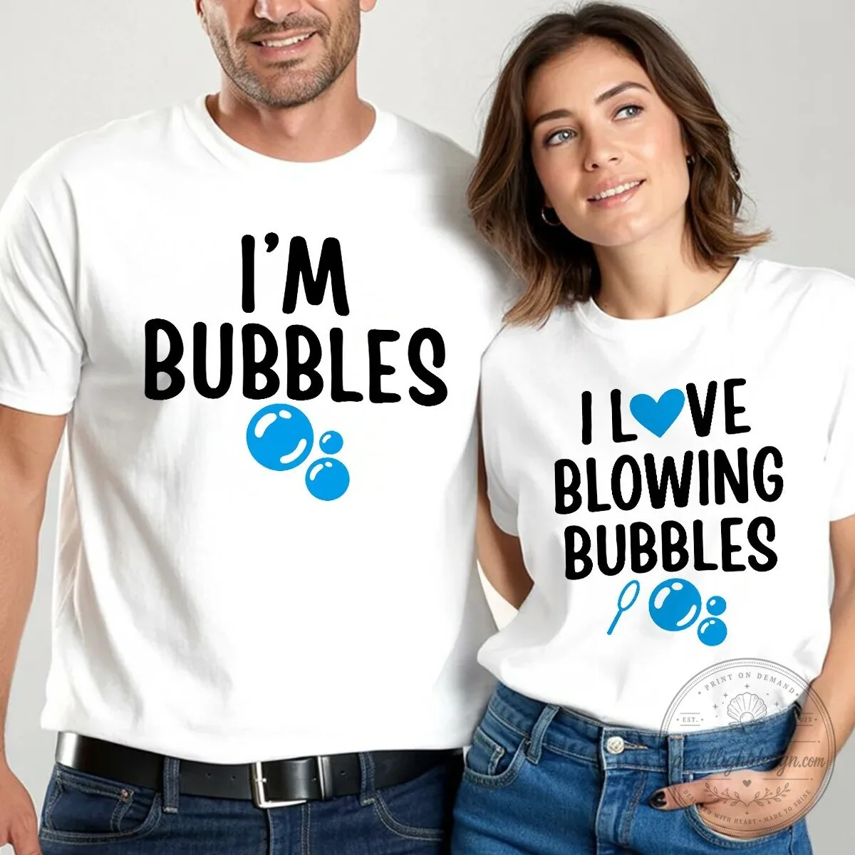I'm Bubbles I Love Blowing Bubbles Matching Couple T-Shirt Set 14 I