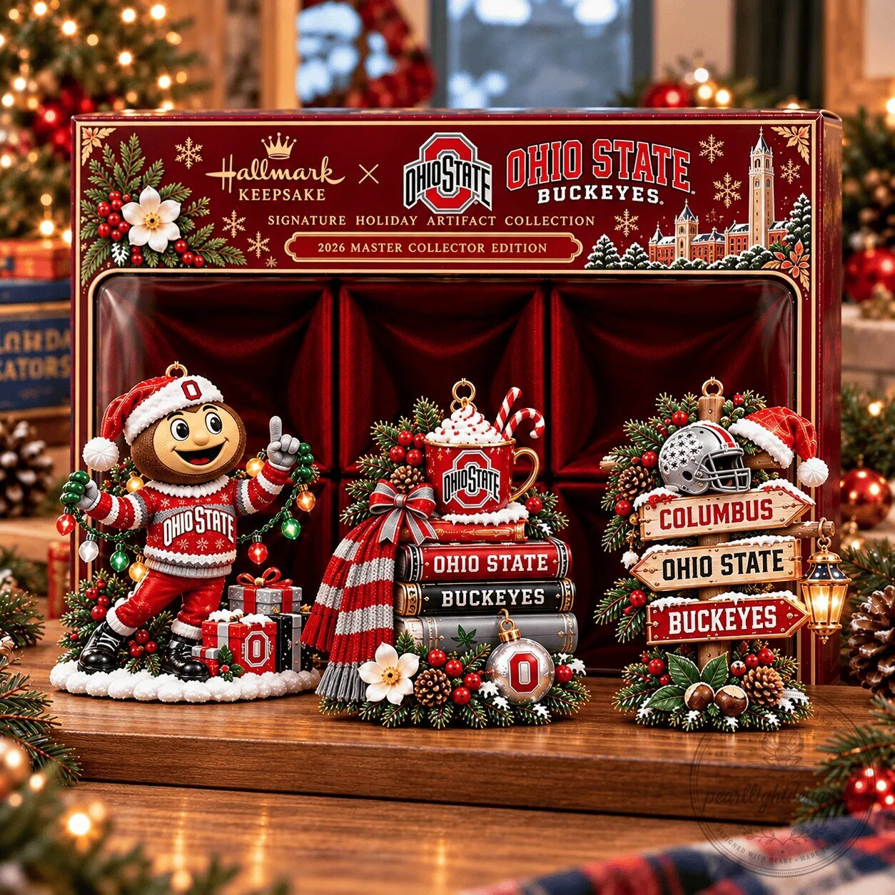 Ohio State Buckeyes Christmas Holiday Master Collector Edition Ornament Set