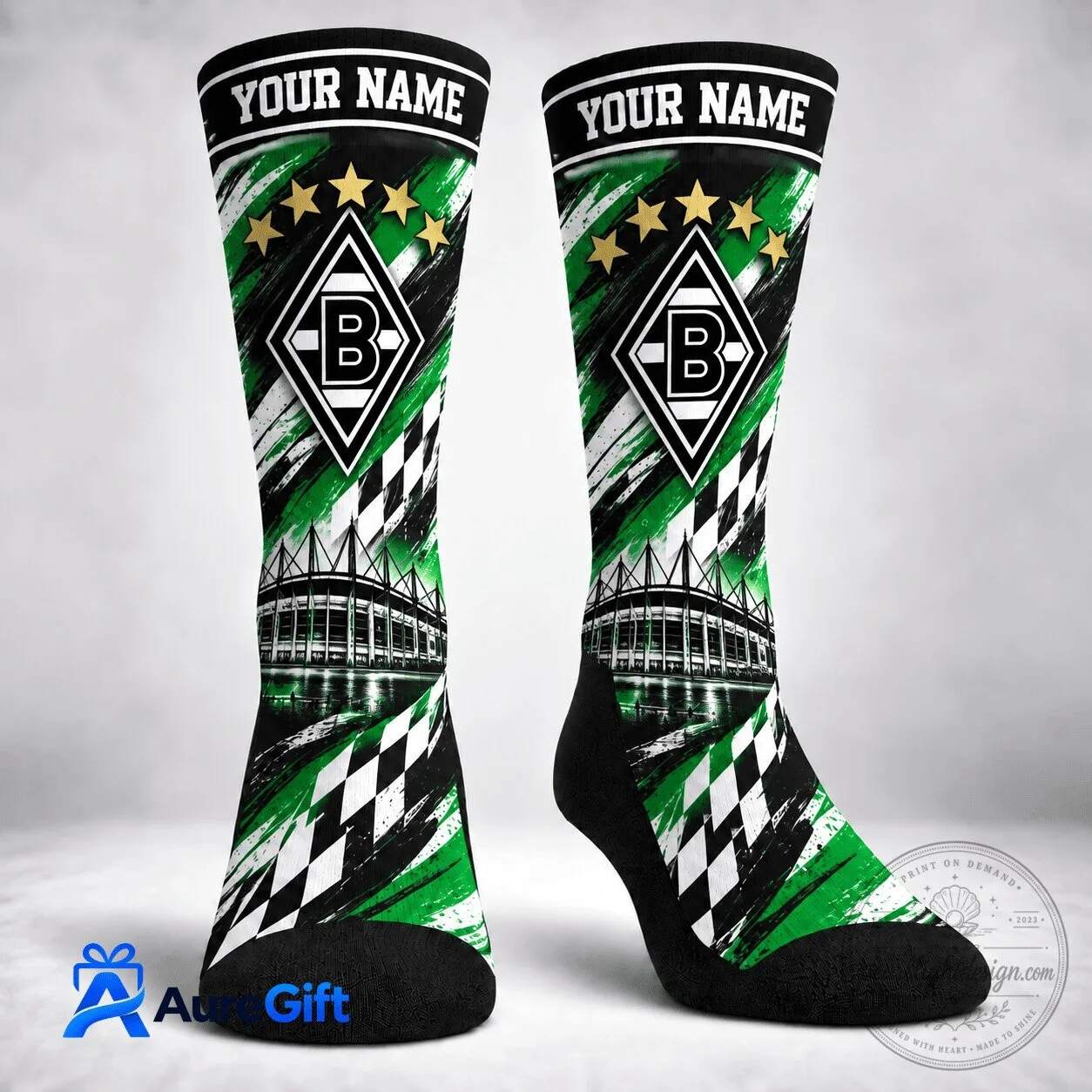 Borussia Mönchengladbach Bundesliga Personalized Name Stadium Socks