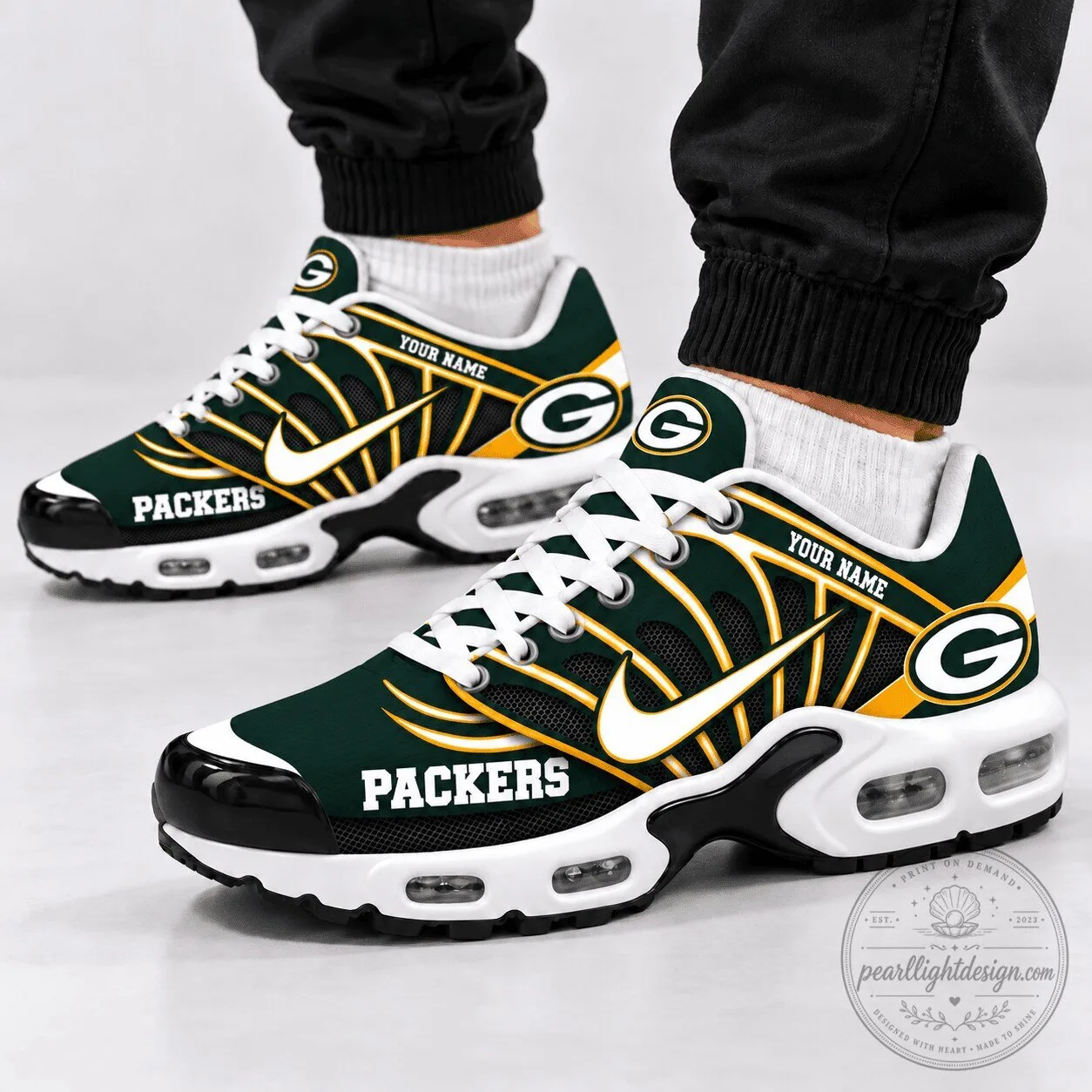 Green Bay Packers Custom Name NFL Team Logo Air Max Sneakers Shoes 3 Green Bay Packers Custom Name NFL Team Logo Air Max Sneakers Shoes