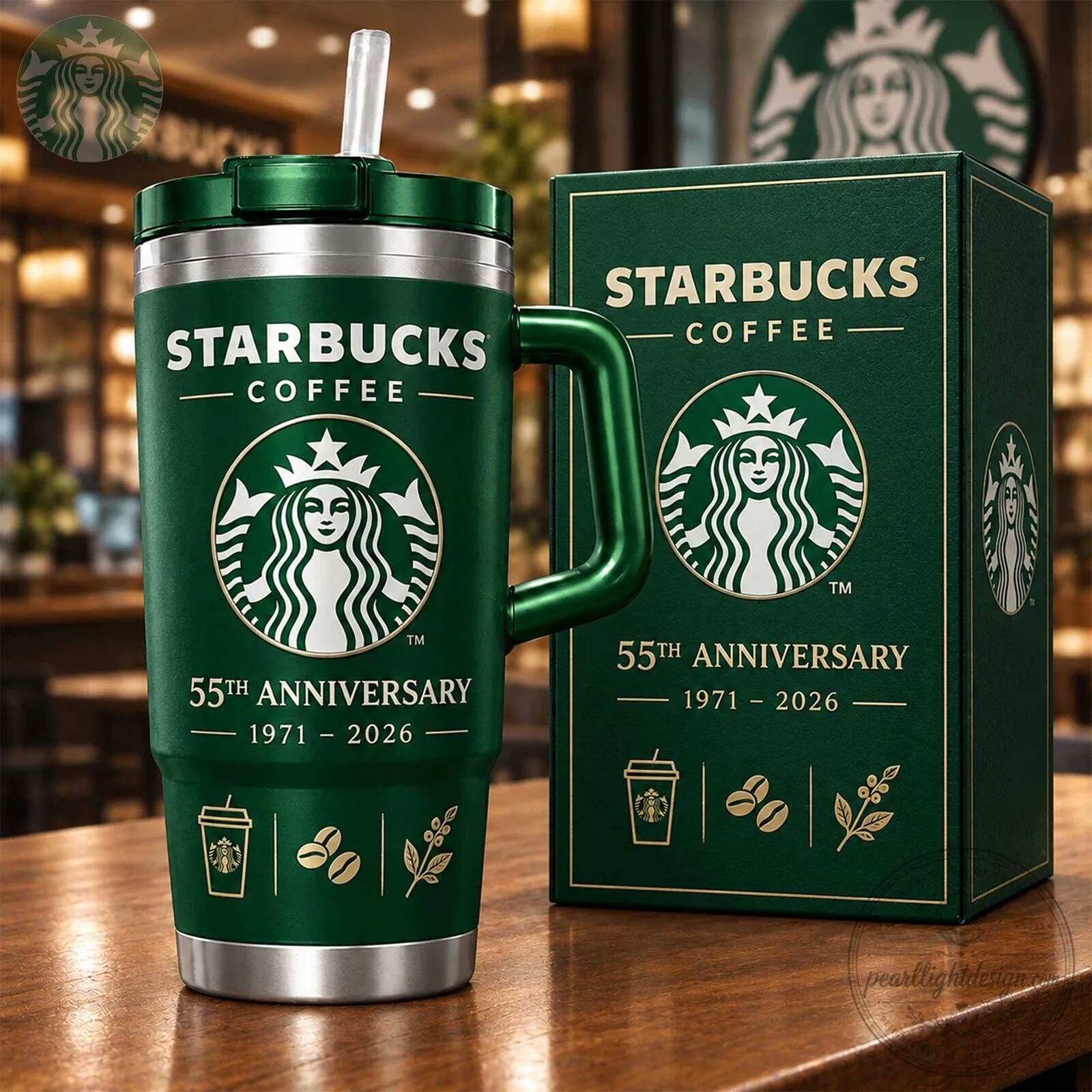 Green Insulated Tumbler with Handle for Starbucks Coffee's 55th Anniversary